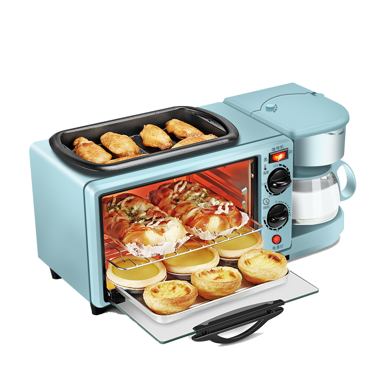 九游会多功能三合一早餐机多士炉电烤箱煎蛋咖啡机（蓝色）
